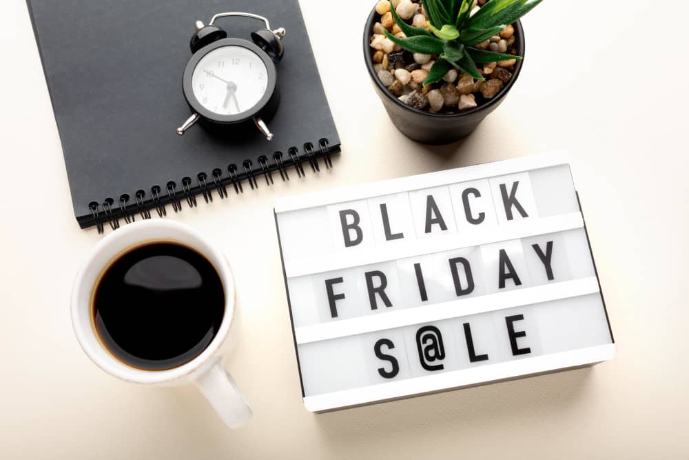 Black Friday Panneau lumineux café plante réveil